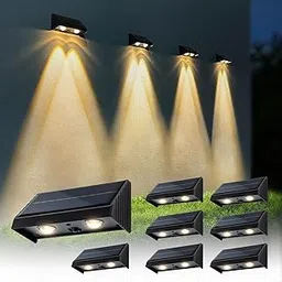 Solar Lights Outdoor Waterproof LED Convex Lens 3000K Warm Dusk to Dawn Fence Lights Solar Powered for Wall, Step, Railing, Deck-picture-26