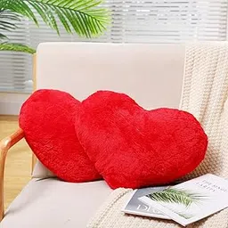 Plush Heart-Shaped Decorative Cushions, Soft Red Valentine Pillows, Set of 3 (2, Red, 12x10)-picture-25