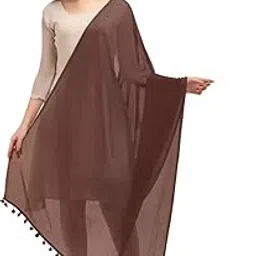 lereliable Women's Solid Chiffon Dupatta (LERELIABLE_Coffee Brown_2.25 Meters)-picture-68
