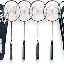 AXG NEW GOAL Isometric Champion Tenacious Wide Body Multicolor Strung Badminton Racquet (Pack of: 4, 125 g) (Orange) image 1