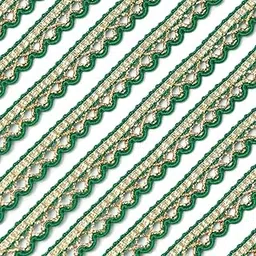 EmbroideryMaterial Shiny Golden Zari with Green Thread, Laces and Borders Material for Saree Border, Suit, Kurta, Dupatta, Blouse, Gown & Lehenga (Gold & Green, 18 Meters, 9 MM Wide)-image-10