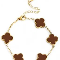 jewels galaxy Stainless Steel Gold Plated Black Anti Tarnish Clover Bracelet (MYN-BNG-16167)-picture-30