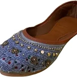 Embellished Punjabi Jutti, Multicolour Beads and Sequins, Brown Leather-picture-33