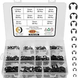 Epi-Torque; The Epic Torque #Doityourself E-Clip Assortment Set | 475 PCS, 11 Sizes, Heat Treated External Retaining Clips, 1.5-10MM | High Carbon Steel Circlip Kit, Anti Walk Washers, Retaining Rings-image-0