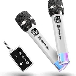 Wireless Microphones, Microphone with One-to-One Chip Connection and LED Lights, 40H Duration, 200FT Range Receiving, Volume Control Karaoke Microphone for Singing, Speech, Home Party, YouTube/TikTok-picture-18