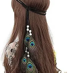 fodattm Women Lady Hippie Peacock Feather Headband Headwear Bohemian Tassels Hairband Hair Hoop Handmade Indian Headband Fascinator Hair Bands Headdress Hair Accessories-picture-35