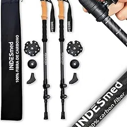 INDESmed 2 x Trekking Poles 100% Carbon Fiber Folding Ergonomic Quick Release High Strength Adjustable Hiking Poles for: Mountaineering, Nordic Walking, Trail Running, Skiing-picture-37