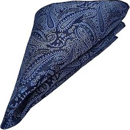 voici France - Premium Pocket Square Men Satin Wedding Handkerchief Multicolor Free Size (Blue with Grey)-picture-1