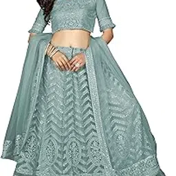 Lehenga Choli For Women - Net Sequence Embroidered Semi-Stitched Lehenga Choli With Dupatta-image-56