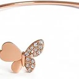 anuradha plus jewellery trendy rose gold plated with shimmering white stone stud cuff bracelet, Kada bracelet for women and girls.-picture-52