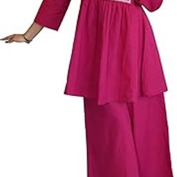 aimers craft Women's Cotton Embroidered Short Anarkali Kurti with Pant-picture-25