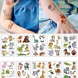 Temporary Tattoo Stickers of Animals, 10 Sheets Colorful For Kids, Birthday Party Decorations, Party Supplies, Stickers for shoulder, Hands, Neck, (Size 12x7.5CM)-picture-24