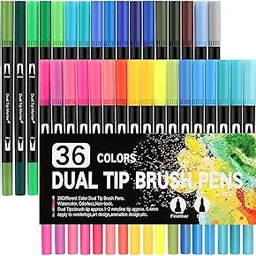 Wynhard Brush Pen Sketch Pen Set Dual Tip Brush Pens Markers for Drawing Brush Pens 36 Shades Drawing Pen Art Markers Set Fineliner Color Pens Water Based Marker for Calligraphy Drawing Sketching-image-0
