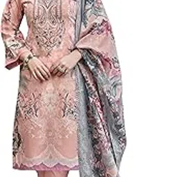 dravinam trends Women's Unstitched Premium Cotton Suit Material - Soft Cotton Digital Printed Embroidered Kameez II Unstitch Bottoms II Cotton Malmal Printed Dupatta-picture-23