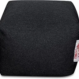 Style Homez ORGANIX Collection, Square Poof Bean Bag Ottoman Stool Large Size Black Color in Organic Jute Fabric, Cover Only-picture-18