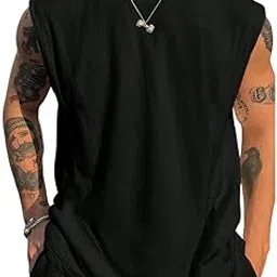 kkhd enterprises Mens Cotton Round Neck Sleeveless Vest T-Shirt Solid Pattern Gym Sports and Casual Wear Tank Top Soft & Breathable Innerwear for Daily Use image 1