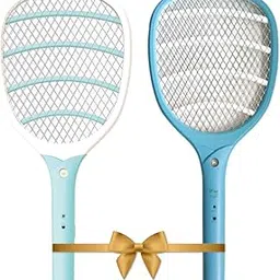 YAGE by Rozzby D003 Mosquito Swatter Racket with 500 mAh Lithium USB Chargeable Battery 30 Days Stand by with One Charge Pack of 2 (White and Blue)-image-1