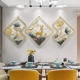 Z M Metal Wall Art Wall Sculpture Wall Hanging Showpiece Perfect For Home Decor, Hotel (DEAR) Set of 3-image-8