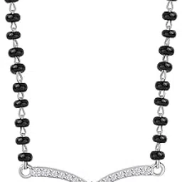 925 Silver American Diamond Flower Mangalsutra Black Beads Chain Necklace for Women | With Certificate of Authenticity and 925 Stamp | Life-time Warranty*-image-72
