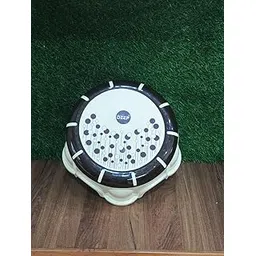 Deep Round Plastic Stool, R-300, Decorative Printed Top Pattern, 35 cm Diameter x 15.5 cm Height, Indoor,Outdoor, Multipurpose use, Antislip (Ivory)-picture-19