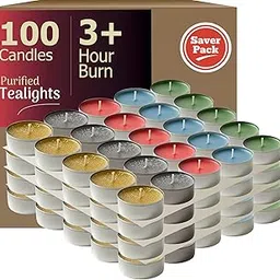 Diwali Tealight Candles | Pack of 100 Pieces | Multicolor Unscented Purified Wax Candles | Smokeless, Dripless | Over 3 Hour Long Burn | Perfect for Home Decoration & Festivals | 5 Colors-image-26