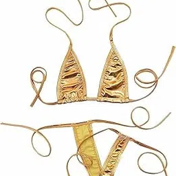 m.a.1 Women's Shiny Faix Glassy Leather Sexy Bikini Swimsuit Set-picture-12