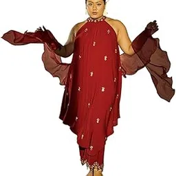 mamicha Husna Maroon Halter Neck Co-ord Set-picture-58