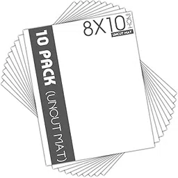 Mat Board Center, Pack of 10, 8x10 Uncut White Color Mats - Acid Free, 4-ply Thickness, White Core - for Pictures, Photos, Framing - Great for DIY Projects or Unique Picture Sizes-image-19