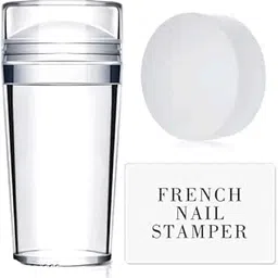 Clear French Nail Stamper Kit with Replaceable Heads, Nail Scrapers, 100-Use Soft Stamper-picture-10