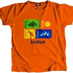 city posters plus Bahrain Seasons Unisex T-Shirt (Orange)-picture-31