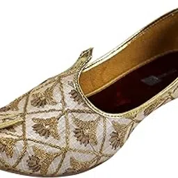deeuco Men's Tradition Golden and Maroon Embroidery Design Wedding and Sherwani Jutti,Mojari-picture-27