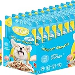 PETS EMPIRE Moochie Wet Dog Food, Grain Free Gavy Meal, Healthy Growth with Chicken, Carrot, Goji Berries and Brown Rice, High Protein Dogs Gravy Foods, Non-Veg Pet Meals for Dogs, Puppy (85g X 12) image 1