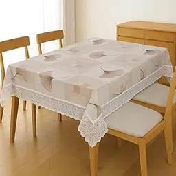 Vital Designs Dining Table Cover for 6 Seater, Plastic PVC Table Cover, Dustproof and Waterproof with Lace Border (Dining 54"x78") (Brown Flowers on Pink)-picture-11