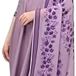 Elegant Lavender Anarkali Dress with Floral Printed Dupatta, 3/4 Sleeve Floor Length Ethnic Wear (XL)-picture-18
