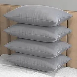 MY ARMOR Height Adjustable Microfiber Pillows Set of 4 for Sleeping, 41x61 cm |6 Months Warranty| Without Cover, Grey-image-1