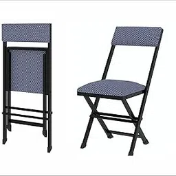 SAHNI PORTABLE FURNITURE Heavy Duty Iron/Metal/Steel Folding/Foldable Study Chair with Cushion Seat for Outdoor, Indoor, Dining, Office, Mulitpurpose (Navy Blue Cushion) (Set of 2) image 1