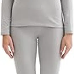 pisiqi Thermal Underwear Women Ultra-Soft Long Johns Set Base Layer Skiing Winter Warm Top & Bottom (XXL, Grey)-picture-24