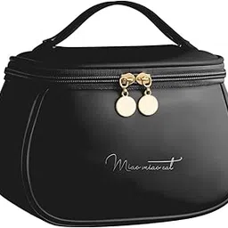 Matra Travel Makeup Organizer - Makeup Bag with Large Capacity Compartments, Wide Opening & Waterproof PU Leather - Portable Makeup Pouch with Handle - Multipurpose Bag for Carrying Toiletry-picture-25