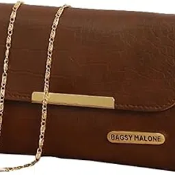 bagsymalone Bagsy Malone Stylish Sling Bag | Clutch Cum Sling Bag | Handcrafted Vegan Leather Bag (Croco Brown)-picture-10