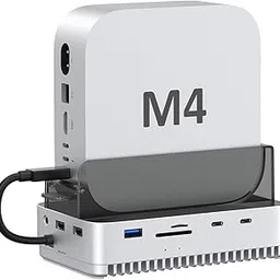 AKKYAJAURE Vertical Docking Station for Mac Mini M4 – USB4 40Gbps M.2 NVMe SSD Enclosure & USB-C Hub, Aluminum Fins Fanless Cooling, Dual Host USB-C Ports, SD/TF 4.0, USB 3.2 & 3.5mm Audio Port-picture-47