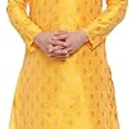 larwa Ethnic Jacquard Loop Button Ganesh print Kurta Pyjama set for Mens-picture-59