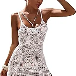 Women Sheer Crochet Beach Dress-image-80