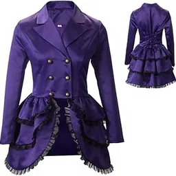 mambabacosp Vintage Gothic Victorian Women's Tuxedo Jacket Steampunk Costume Layered Dress Coat-picture-49