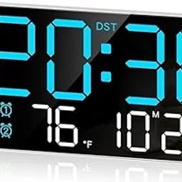 Kienlix 9" LED Digital Wall Clock with Date, Day, Temperature, Dual Alarms, Voice Control, Adjustable Brightness, USB Powered – Ideal for Bedroom, Office, Seniors, and Home Decor-picture-17