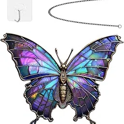 TRENDIVIBE Butterfly Wall Sculpture Lifelike Butterfly Wall Decor for Yard Balcony Farm Violet-picture-32
