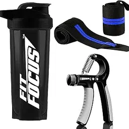 Protein Gym Shaker with Wrist Band and Hand Gripper for Gym & Fitness Kit | Gym Shaker | Workout Shaker | Wrist Wrap | Gym Hand Band | Wrist Support Band | 700ml Shaker | Gripper (Blue)-image-29