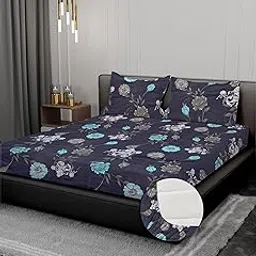 All Around Elastic Fitted 108"X108" Super King,California King Size Microfiber Bed Sheet 310TC (Fits Upto 84"X 74" X 10" inch Mattress) Multicolour (Beige)-picture-12