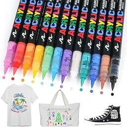 Tikplus Textile Pens Machine Washable, Pack of 12 Fabric Colouring Pens, Washable, Soft Head Fabric Paints, Permanent Textile Markers, Textile Paint for T-shirt, Fabric Bag, Shopping Bag, Canvas Shoes-picture-54