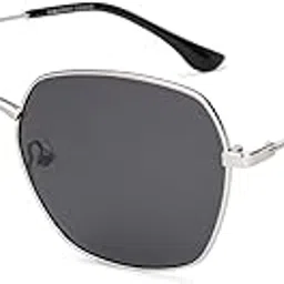 vincent chase eyewear Vincent Chase By Lenskart | Silver Grey Solid Full Rim Geometric | Polarized and 100% UV Protected | Men & Women | Medium | VC S18687-picture-41