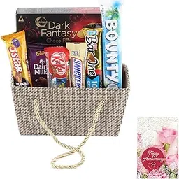 SFU E Com Bounty Coconut Chocolate With Premium Basket | Anniversary Chocolate Gift Hamper | Anniversary Greeting Card With Chocolate Combo | 817-picture-12